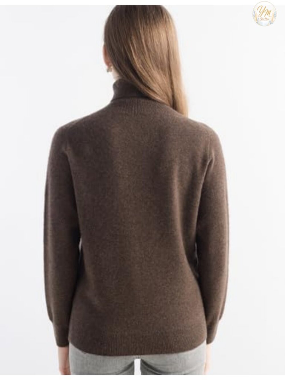100% Pure Cashmere Turtleneck Long Sleeve Seamless Knit Pullover Sweater - Picture 5 of 6